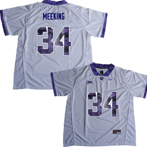 Men #34 Ni Jeel Meeking TCU Horned Frogs College Football Jerseys Sale-White - Click Image to Close